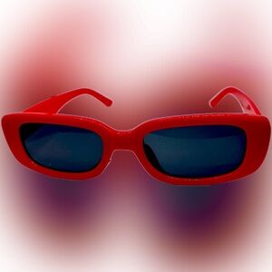 Red Small Square Vintage Party Sunglasses